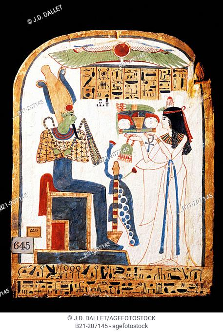 Painted stela wiht woman making offering. Egyptian Museum. Egypt