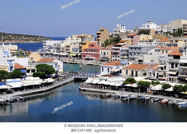 Agios Nikolaos, port, Voulismeni Lake, Cretan Sea, Crete, Greece, Europe