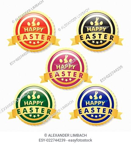 Happy Easter 5 Golden Buttons