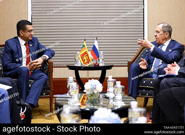 INDONESIA, JAKARTA - JULY 13, 2023: Sri Lanka's Minister of External Affairs Ali Sabry (L) and Russia's Foreign Minister Sergei Lavrov hold a meeting at the...