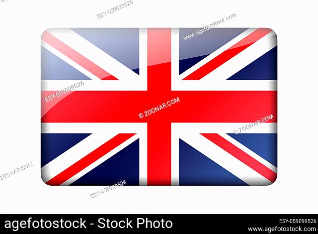 The British flag. Rectangular glossy icon. Isolated on white background