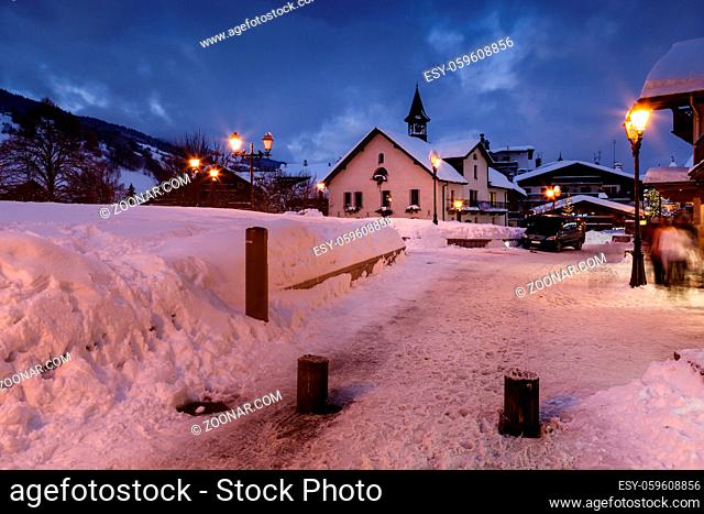 Megeve Ski Resort at French Alps in the Night