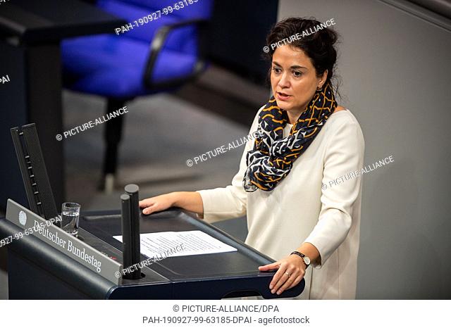 27 September 2019, Berlin: Sarah Ryglewski (SPD), Parliamentary State Secretary in the Federal Ministry of Finance, addresses the members of parliament at the...