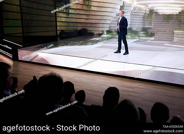 RUSSIA, MOSCOW - DECEMBER 6, 2023: Sberbank CEO and Executive Board Chairman Herman Gref is seen during an event marking Investor’s Day at a SberCity office in...