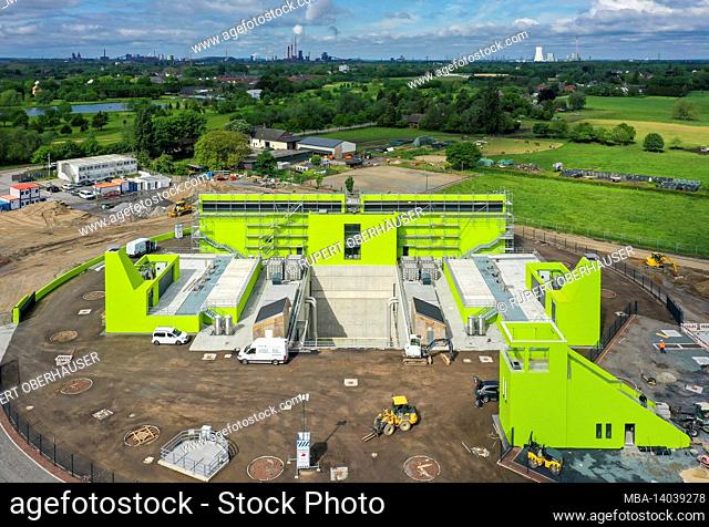 oberhausen, north rhine-westphalia, germany - emscher conversion, new construction of the emscher ake sewer, here the new pumping station in oberhausen