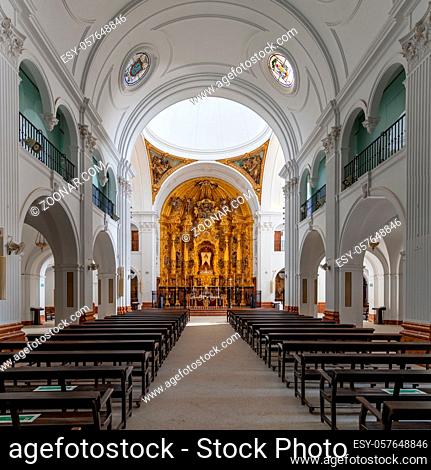 El Rocio, Spain - 9 January 2021: interior view of the Ermita del Rocio church in El Rocio
