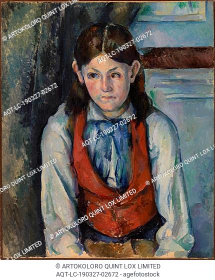 Paul Cézanne: Boy in a Red Vest (Le Garçon au gilet rouge), Paul Cézanne, 1888–1890, Oil on canvas, Cézanne lived in an apartment on the Ile Saint-Louis in...
