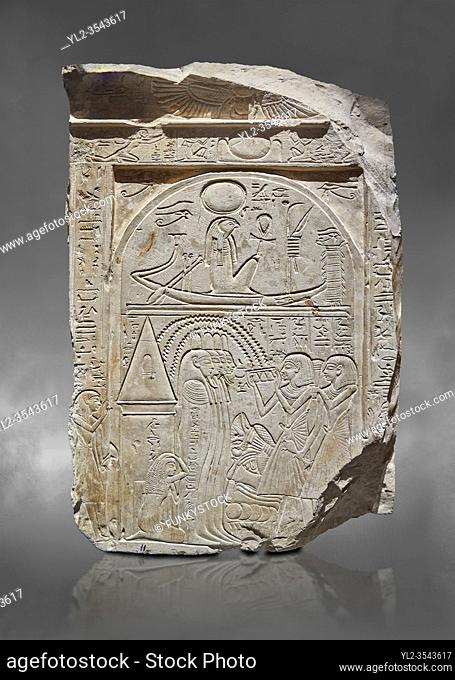 Ancient Egyptian stele of sculptor Qen, limestone, New Kingdom, 19th Dynasty, (1279-1213 BC), Deir el-Medina, Old Fund cat 1635