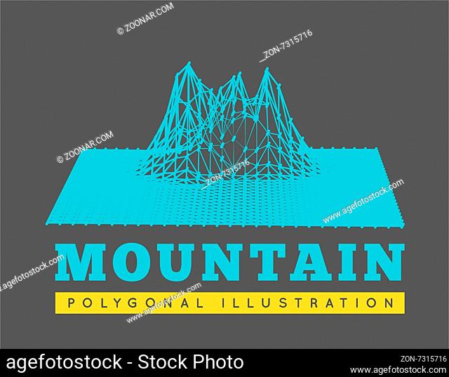 Low-poly geometric 3D mountain landscape. Vector illustration