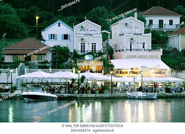 Yacht Harbor. Evening Cafe View. Fiskardo. Kefalonia. Ionian Islands. Greece