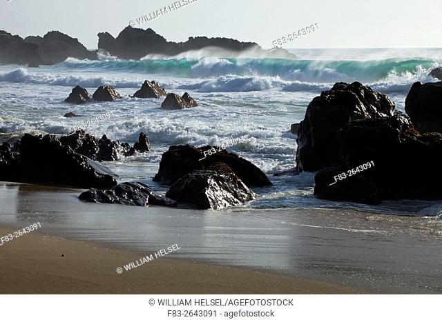 Garrapata Beach State Park, Big Sur, California, USA, surf and rocks
