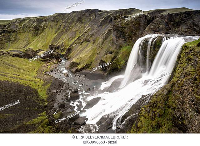 Fagrifoss waterfall, river Geirlandsá, Lakagigar region, Vatnajökull National Park, highlands, Iceland
