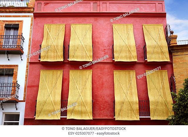 Triana barrio of Seville facades Andalusia Sevilla Spain esparto shutters