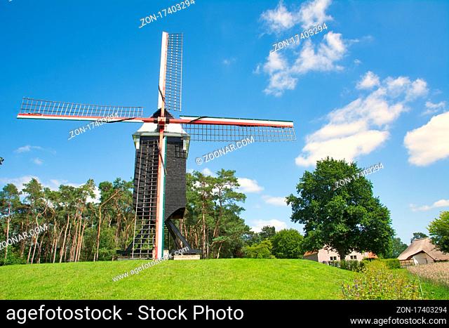 Westerlo, Belgium, July 2021: View on Beddermolen historical wind mill in Tongerlo, Westerlo Belgium