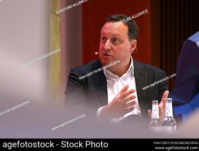 19 January 2020, Bavaria, Munich: Markus Haas, Telefonica Germany, sits on a panel discussion at the DLD (Digital Life Design) innovation conference
