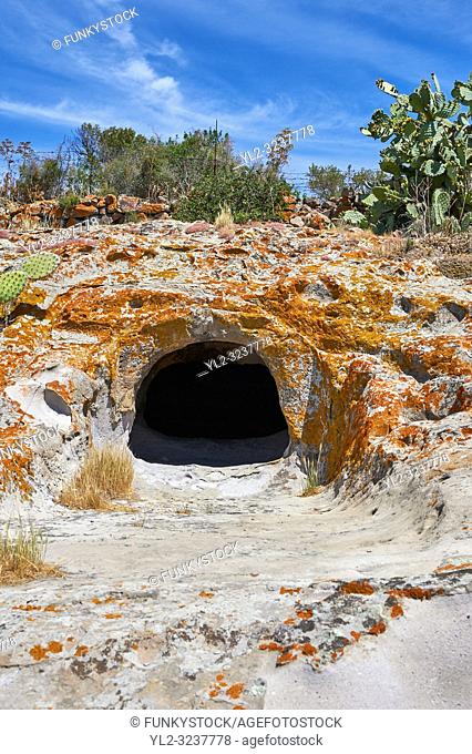 Pictures of Copper age Domus de Janas Sas Concas prhistoric chambered rock burial chambers cared into trachyte , Abealzu-Filigosa culture 3000 BC, Oniferi