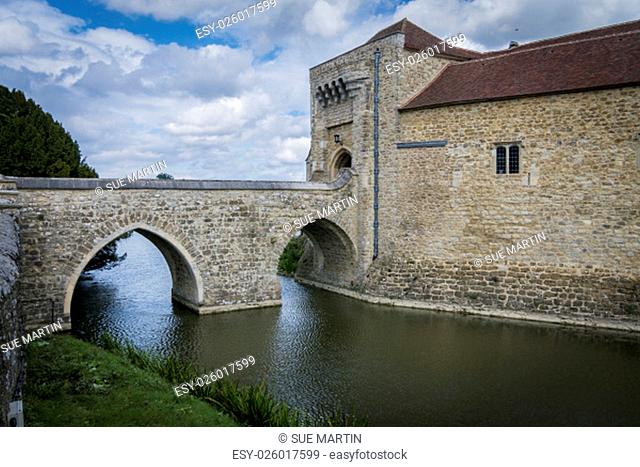 View of the gatehouse and bridge of Leeds Castle, Kent, UK