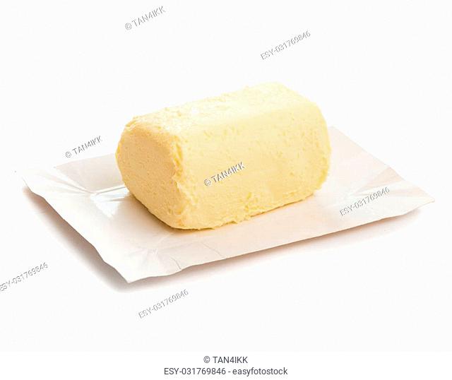 piece of butter on a white background