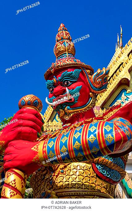 Wat Khao Rang Phuket Thailand Asia February 14, 2018 A Yak, or giant demon. Temple guardian of Wat Khao Rang