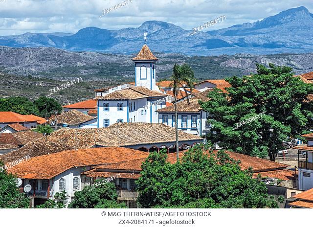 View over Diamantina and the Nossa Senhora do Amparo Church, Diamantina, Minas Gerais, Brazil