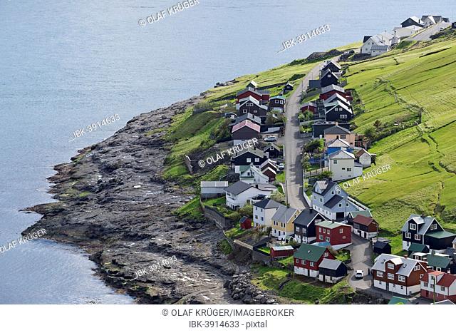 Houses by the sea, Kvívík, Streymoy, Faroe Islands, Denmark