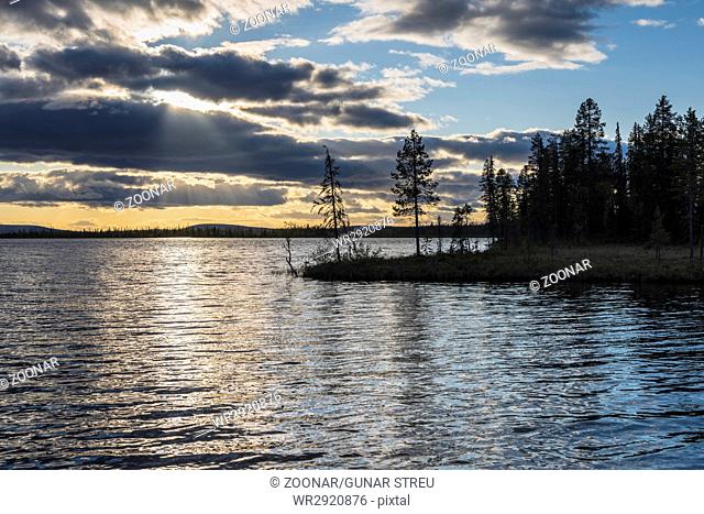 evening mood beside a lake, Muddus National park, Lapland, Sweden