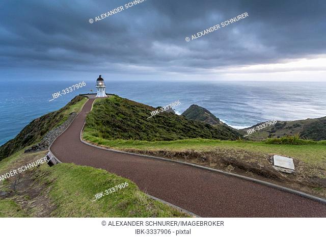Lighthouse at Cape Reinga at dawn, Cape Reinga, Northland Region, New Zealand