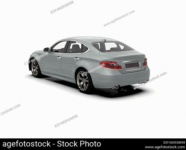Generic and Brandless Car Isolated on White 3d Illustration, Contemporary Sedan Studio,  Dealership Automobile Industry, Auto Transport
