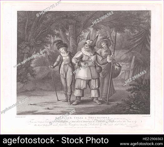 Rosalind, Celia & Touchstone (Shakespeare, As You Like It, Act 2, Scene 2), June 1, 1792. Creator: John Chapman