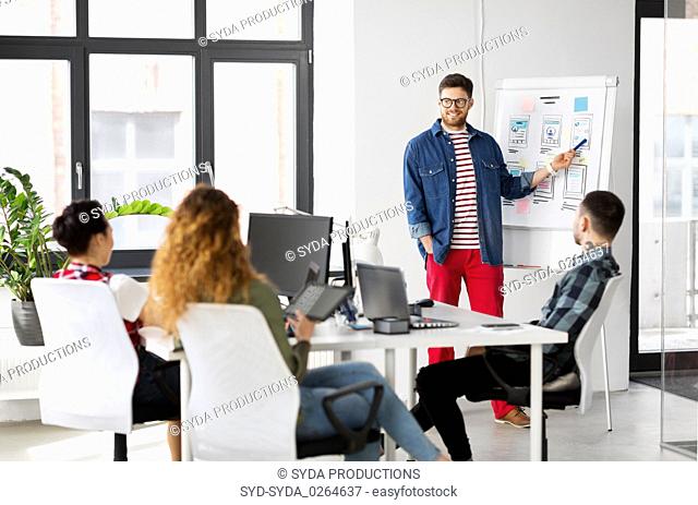creative man showing user interface at office