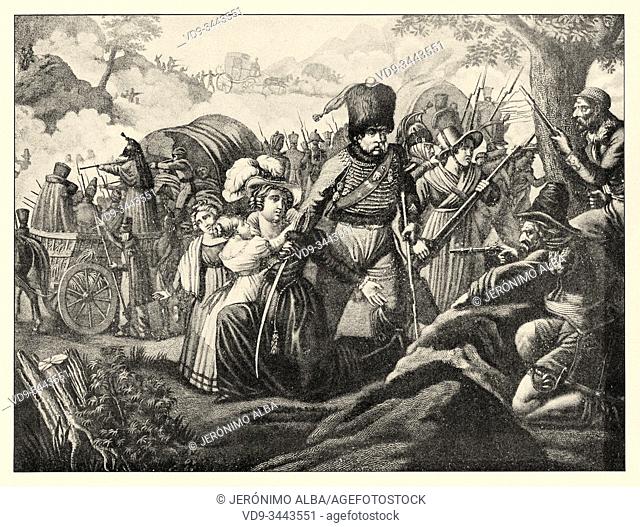 Ambush attack on a convoy. The Spanish war of independence is a warlike conflict developed between 1808 and 1814 in the context of the Napoleonic wars
