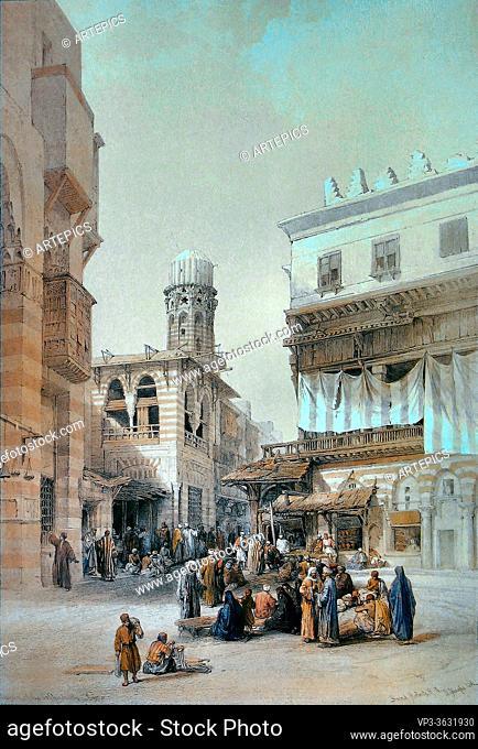Roberts David - Bazaar of the Coppersmiths Cairo 1 - British School - 19th Century