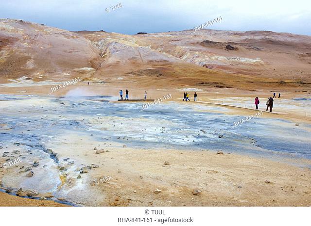 Hverir geothermal fields at the foot of Namafjall mountain, Myvatn Lake area, Iceland, Polar Regions