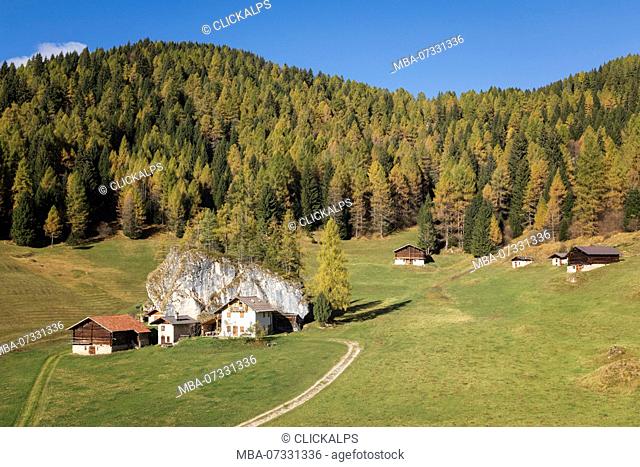 Fosne, typical alpine village, Fosne, Primiero valley, Trentino, Dolomites