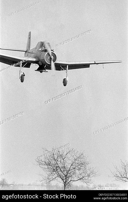 ***MARCH 17, 1977 FILE PHOTO***Aerial fertilisation in Olomouc, ""Bloom"" Unified Agricultural Cooperative in Dub nad Moravou, Olomouc District, March 17, 1977