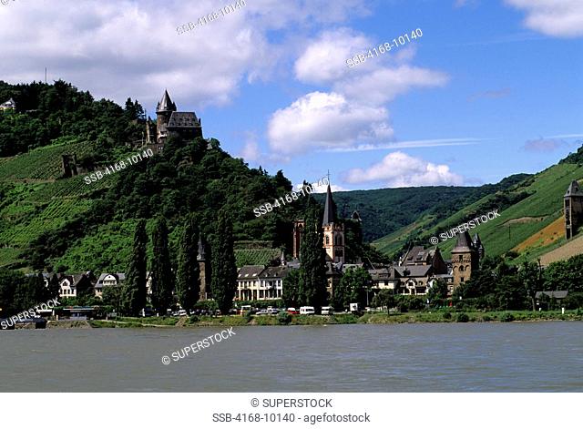 Germany, Rhine River, Bacharach With Stahleck Fortress