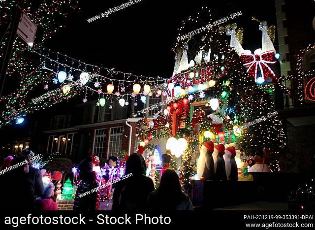 18 December 2023, USA, New York: A house decorated for Christmas in Dyker Heights. As Christmas approaches, it's that time of year again for the otherwise quiet...