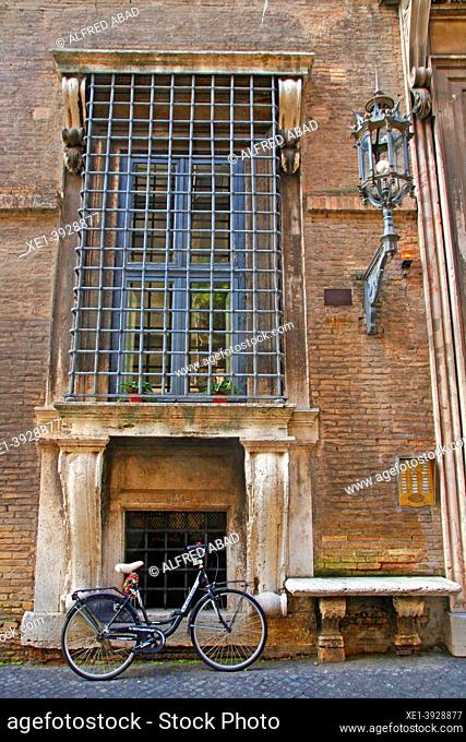 bicycle at the Sacchetti Palace, Renaissance palace, Rome, Italy