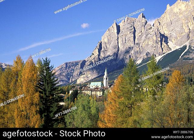 small town view, cortina d'ampezzo, italy
