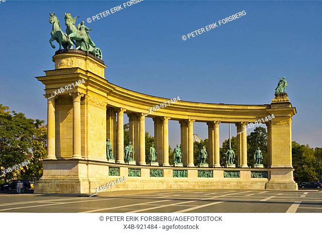 Colonade in Heroes Square in City Park central Budapest Hungary EU