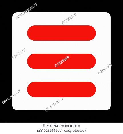 Stack flat red and white colors rounded button