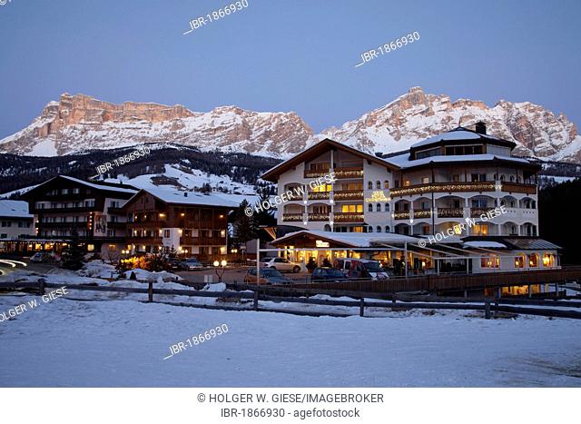 Christina Hotel, a four star hotel, Stern locality also known as La Villa, Abtei, Badia, Gadertal valley, Dolomites, province of Bolzano-Bozen, Italy, Europe