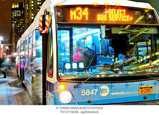 MTA M34 Bus, Public Transportion, Mass Transit, Metropolitan Transportation Authority, Public Transportation Buses, Mass Transit, Herald Square, 34th Street