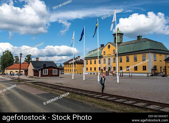 Falun, Dalarna , Sweden - 08 05 2019 View over the main building and the railwaytracks from the copper mine