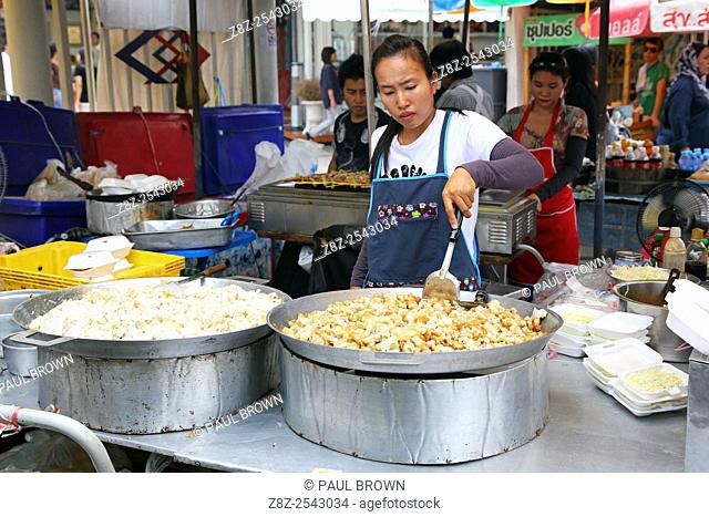 Food stall at Chatuchak Weekend Market, the largest market in Thailand, Bangkok, Thailand