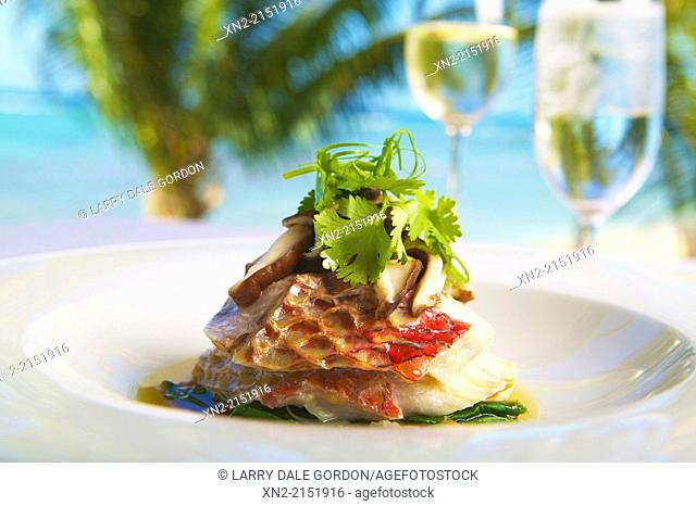 Grilled Sea Bass Served Alfresco