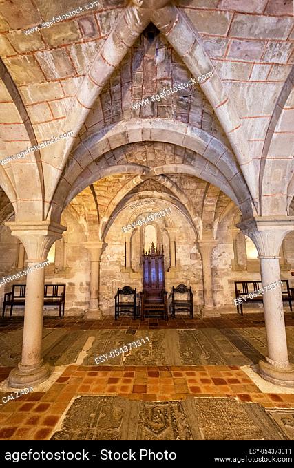 Aragon, Spain - August 11, 2019: Interior of famous cistercian monastery of Veruela, in Aragon, Spain