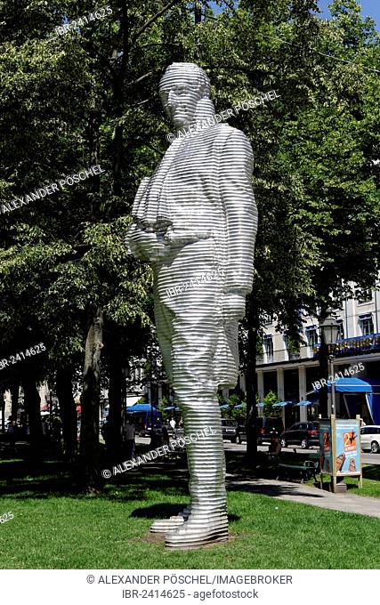 Aluminum statue of Maximilian von Montgelas, Promenadenplatz square, Munich, Bavaria, Germany, Europe
