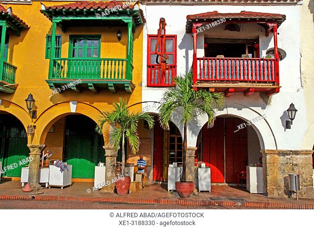 Houses with arcades, Cartagena de Indias, Colombia