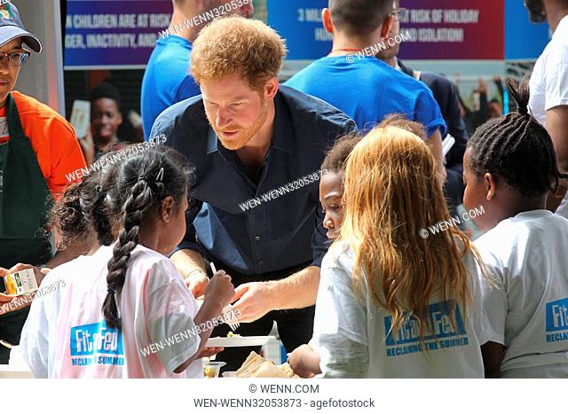 HRH Prince Harry visits StreetGames Fit and Fed initiative in Central Park, East Ham, Newham, London Featuring: HRH Prince Harry Where: London